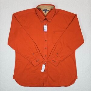 NWT Vintage Tommy Hilfiger Men XXL Premium Cotton Button Down Shirt Rust Orange